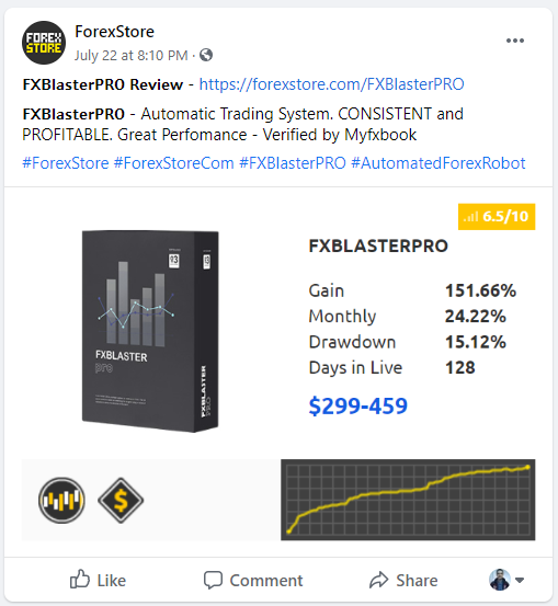 FXBlasterPro Social network profiles