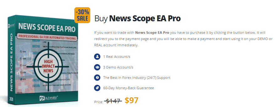 Pricing of News Scope EA Pro.