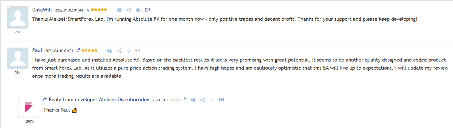 People testimonials.